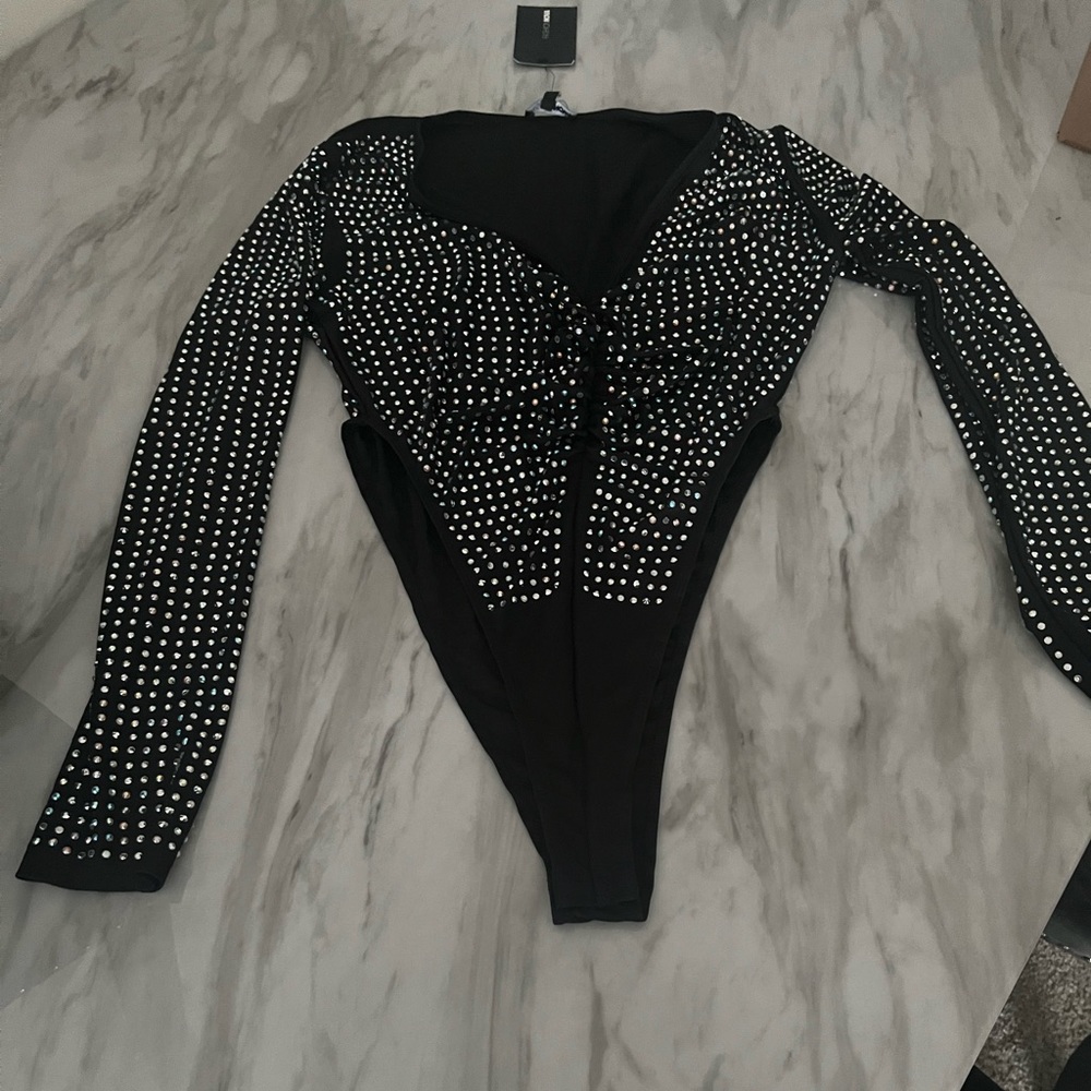 Beaded Sequins Body Suit.